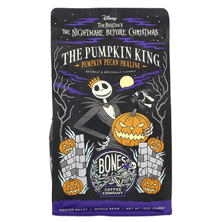 Bones Coffee Company, The Pumpkin King, Пралине с тиквен пекан, цял боб, средно печено, 12 унции (340 г)