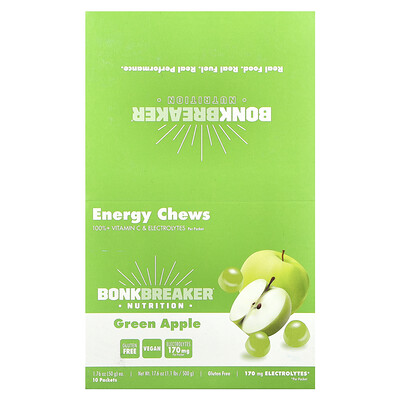 Bonk Breaker, Energy Chews, Green Apples, 10 Packets, 1.76 oz (50 g) Each