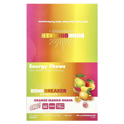 Bonk Breaker Energy Chews апельсин манго и гуава 10 пакетиков по 50 г (1 76 унции)