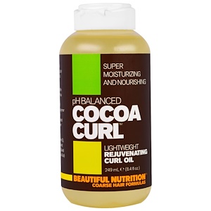 Beautiful Nutrition, "Какао-завитки", легкое омолаживающее масло для вьющихся волос, 8,4 жидкой унции (249 мл)