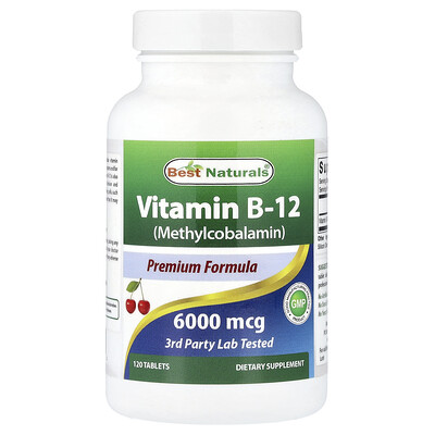 Best Naturals, Vitamina B12 (metilcobalamina), 6000 mcg, 120 comprimidos
