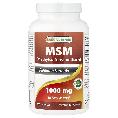 Best Naturals, MSM, 1.000 mg, 180 Kapseln
