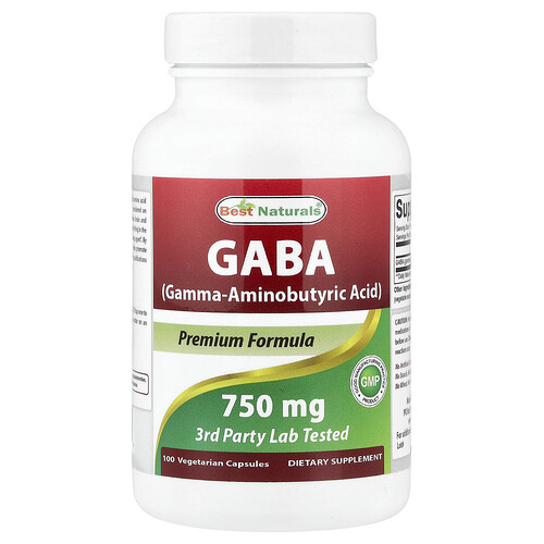 Best Naturals GABA, 750 mg, 100 Vegetarian Capsules