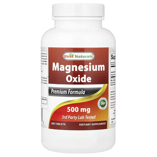 Best Naturals, Magnesium Oxide, 500 mg, 180 Tablets