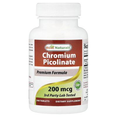 Product Image for Best Naturals, Chromium Picolinate, 200 mcg, 240 Tablets