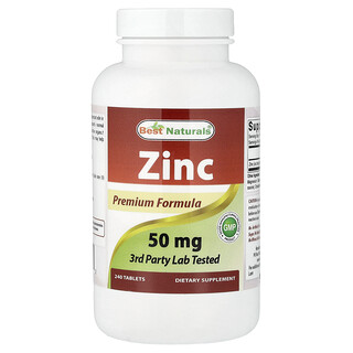 Best Naturals, Zinc, 50 mg, 240 comprimidos