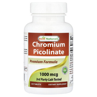 Best Naturals, Picolinato de Cromo, 1.000 mcg, 120 Comprimidos