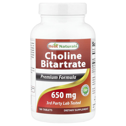 Best Naturals Choline Bitartrate, 650 mg, 180 Tablets