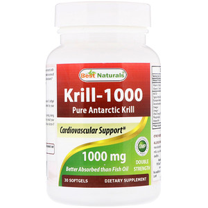 Best Naturals, Krill-1000, Pure Antarctic Krill, 1000 mg, 30 Softgels отзывы