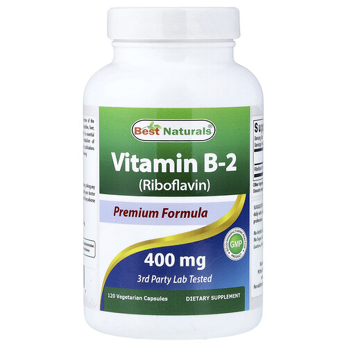 Best Naturals Vitamin B-2 (Riboflavin), 400 mg, 120 Vegetarian Capsules