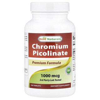 Best Naturals, Krompikolinat, 1.000 mcg, 240 tabletter