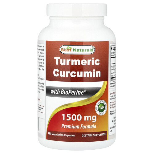 Best Naturals, Turmeric Curcumin With BioPerine®, 180 pflanzliche Kapseln