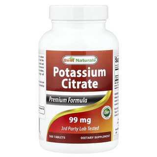 Best Naturals, Citrate de potassium, 99 mg, 500 comprimés