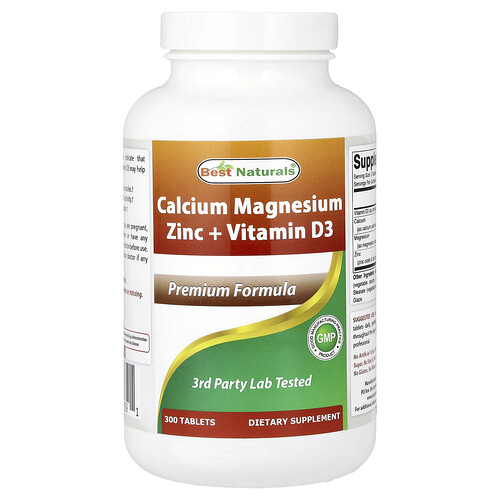 Best Naturals, Calcium Magnesium Zinc + Vitamin D3, 300 Tablets