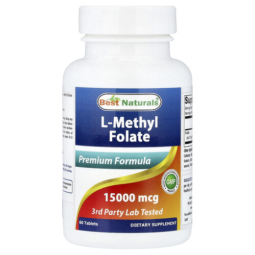 Best Naturals L-Methyl Folate, 60 Tablets (25,000 mcg per Tablet)