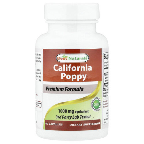 Best Naturals, California Mohn, 60 Kapseln (250 mg pro Kapsel)