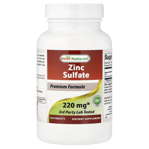 Best Naturals Zinc Sulfate, 120 Tablets (50 mg per Tablet)