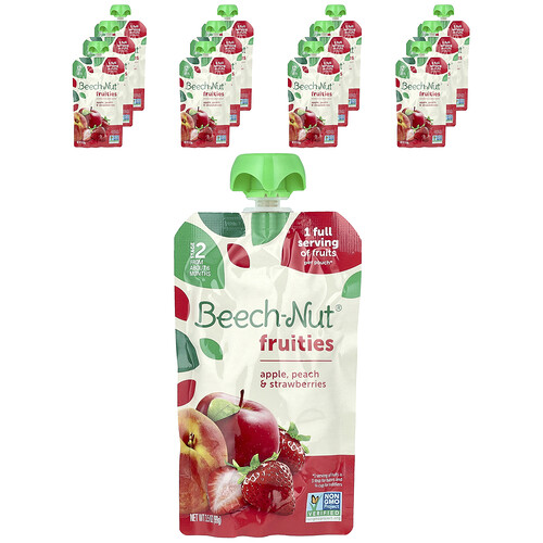Beech-Nut, Fruities, ab 6 Monaten, Apfel, Pfirsich und Erdbeeren, 12 Beutel, je 99 g (3,5 oz.)