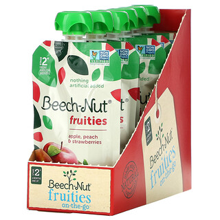 Beech-Nut, Fruities，2 段，蘋果、桃子、草莓，12 袋裝，每袋 3.5 盎司（99 克）