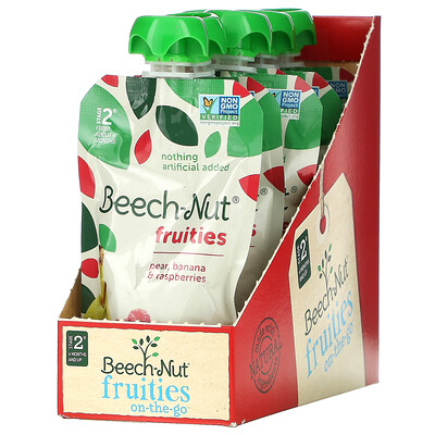 Купить Beech-Nut Fruities, Stage 2, груша, банан и малина, 12 пакетиков по 99 г (3, 5 унции)