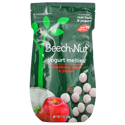 Beech-Nut Yogurt Melties, клубника, этап 3, яблоко и йогурт, 28 г (1 унция)