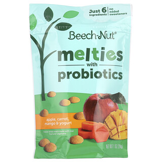 Beech-Nut, Melates s probiotiky, 8 a více měsíců, jablko, mrkev, mango a jogurt, 28 g