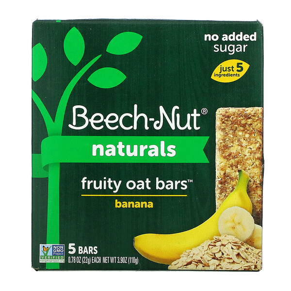 Naturals, Fruity Oat Bars, Stage 4, Banana, 5 Bars, 0.78 oz (22 g) Each