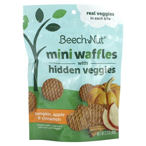Beech-Nut, Mini-Waffeln mit verstecktem Gemüse, ab 12 Monaten, Kürbis, Apfel und Zimt, 90 g (3,2 oz.)