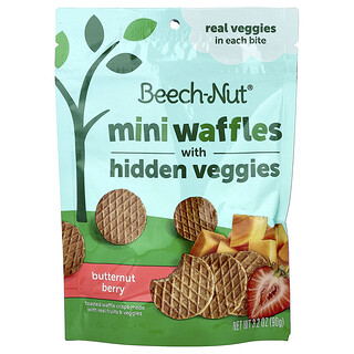 Beech-Nut, Minivåfflor med dolda grönsaker, 12+ månader, butternutbär, 3.2 oz (90 g)