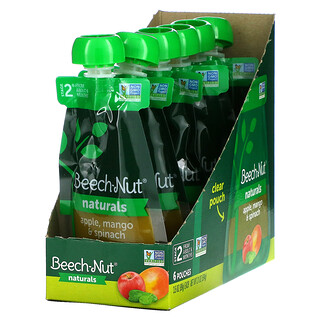 Beech-Nut, Naturals，2 段，蘋果、芒果、菠菜，6 袋，每袋 3.5 盎司（99 克）