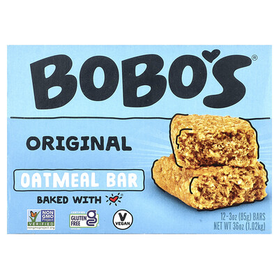 Product Image for Bobo's Oat Bars, Original Oatmeal Bars, 12 Bars, 3 oz (85 g) Each