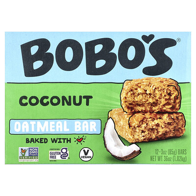 Product Image for Bobo's Oat Bars, Coconut Oatmeal Bars, 12 Bars, 3 oz (85 g) Each