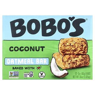 Bobo's Oat Bars, Barres d'avoine à la noix de coco, 12 barres, 85 g chacune