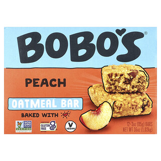 Bobo's Oat Bars, Barritas de avena y melocotón, 12 barritas, 85 g (3 oz) cada una