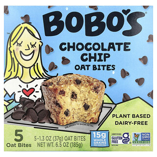 Bobo's Oat Bars, Bocaditos de avena, Chips de chocolate, 5 bocaditos, 37 g (1,3 oz) cada uno