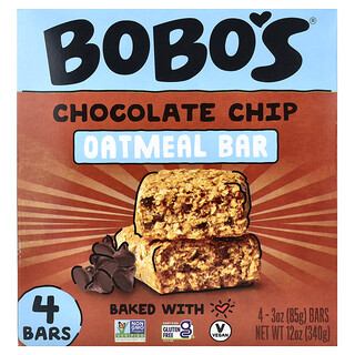 Bobo's Oat Bars, Barrita de avena, Chips de chocolate, 4 barritas, 85 g (3 oz) cada una