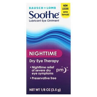 Bausch + Lomb, Soothe, Ungüento lubricante para los ojos, Uso nocturno, 3,5 g (1/8 oz)