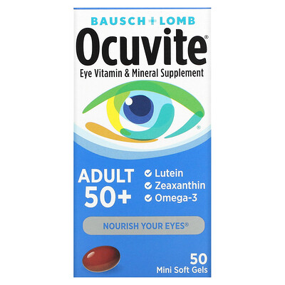 Ocuvite для людей старше 50 лет добавка для зрения с витаминами и микроэлементами 50 мягких таблеток