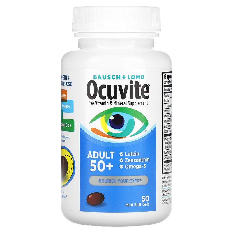 Ocuvite, Adult 50 +, Eye Vitamin & Mineral Supplement, 50 Mini Soft Gels