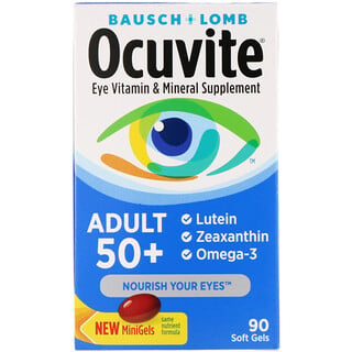 Ocuvite, للبالغين من 50 عامًا فأكبر، مكمل فيتامينات ومعادن للعينين، 90 كبسولة هلامية