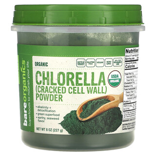 BareOrganics, Clorela Orgânica em Pó, 227 g (8 oz)