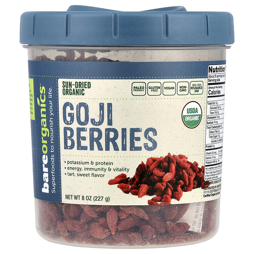 BareOrganics, Organic Goji Berries, 8 oz (227 g)