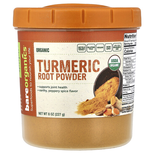 Bareorganics Organic Turmeric Root Powder, 8 oz (227 g)