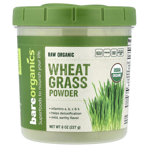 BareOrganics, Raw Organic Wheatgrass Powder, rohes Bio-Weizengraspulver, 227 g (8 oz.)
