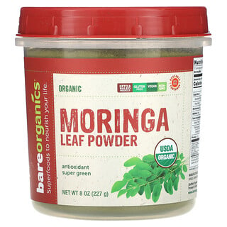 BareOrganics, Hoja de moringa orgánica en polvo`` 227 g (8 oz)