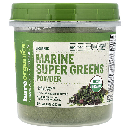 Bareorganics Organic Marine Super Greens Powder, 8 oz (227 g)