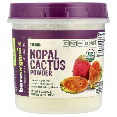 BareOrganics, Cactus nopal orgánico en polvo, 227 g (8 oz)