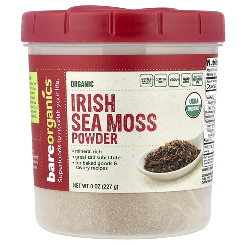 Bareorganics Organic Irish Sea Moss Powder, 8 oz (227 g)