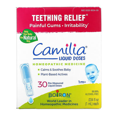

Boiron Camilia, средство для снятия боли при прорезывании зубов, для младенцев от 1 месяца, 30 отмеренных жидких доз, 1 мл (0,034 жидк. унции) каждая