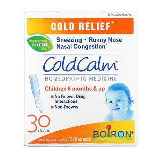 Boiron, ColdCalm, Alivio para el resfriado, 6 meses de edad en adelante, 30 dosis individuales de líquido de administración oral, 0,034 oz. líq. cada una